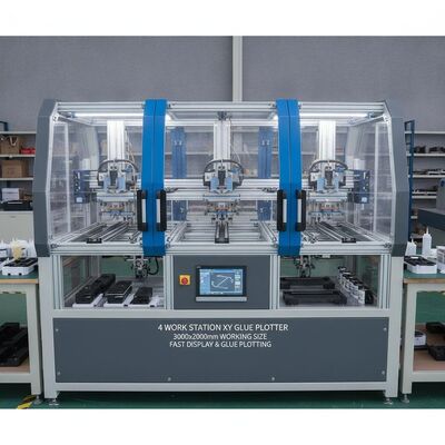 4 Work Station XY Glue Plotter with 3000x2000mm Working Size for Hot Melt and Cold Glue Applications